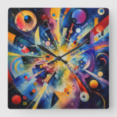 Kosmische Geometrische Explosie Abstract Vierkante Klok (Voorkant)