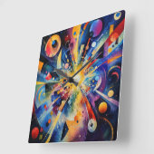 Kosmische Geometrische Explosie Abstract Vierkante Klok (Hoek)