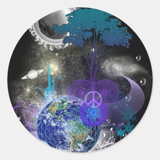 Kosmische geometrische rust ronde sticker (Voorkant)