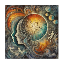 Kosmische gezichten met Abstracte zon