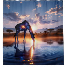 Kosmische Giraffe - African Sunset Shower Curtain