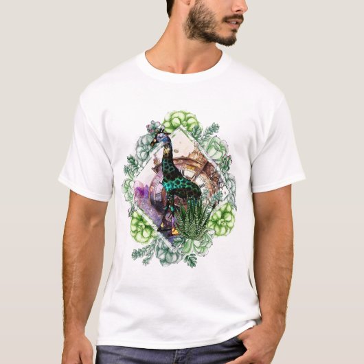 kosmische Giraffe - met tijdreizen, schedel, T-shirt (Voorkant)