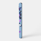 Kosmische Glitter Vlinders Blauw iPhone Hoesje (Linkerkant)