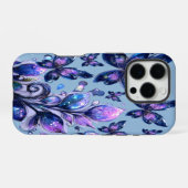 Kosmische Glitter Vlinders Blauw iPhone Hoesje (Achterkant horizontaal)