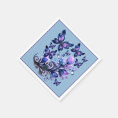 Kosmische Glitter Vlinders Blauw Servet (Hoek)