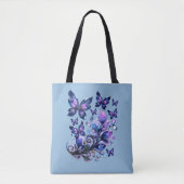 Kosmische Glitter Vlinders Blauw Tote Bag (Voorkant)