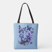 Kosmische Glitter Vlinders Blauw Tote Bag (Achterkant)