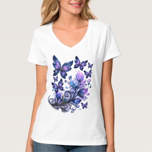 Kosmische Glitter Vlinders T-shirt (Voorkant)
