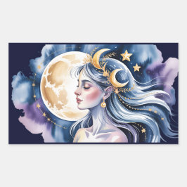 Kosmische godin rechthoekige sticker