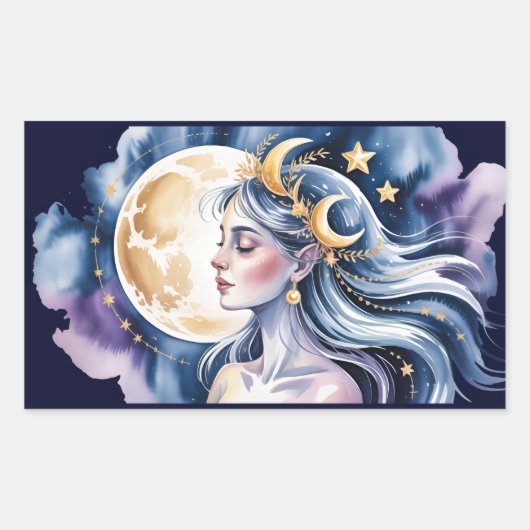 Kosmische godin rechthoekige sticker (Voorkant)