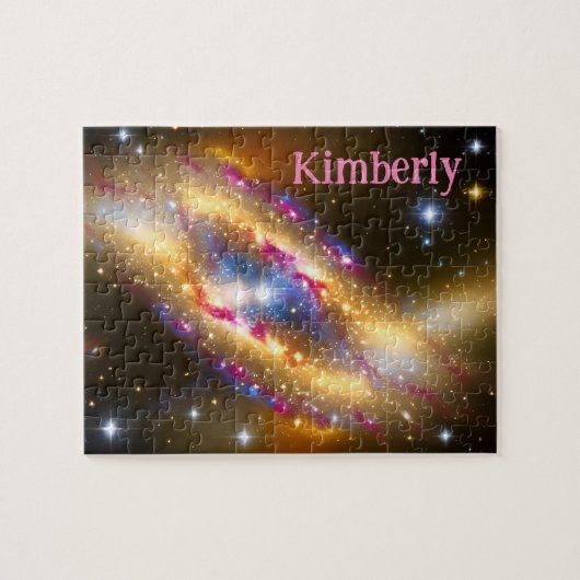 Kosmische Golden Pink en Blue Galactic Space Event Legpuzzel (Horizontaal)