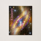 Kosmische Golden Pink en Blue Galactic Space Event Legpuzzel (Verticaal)
