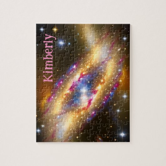 Kosmische Golden Pink en Blue Galactic Space Event Legpuzzel (Verticaal)