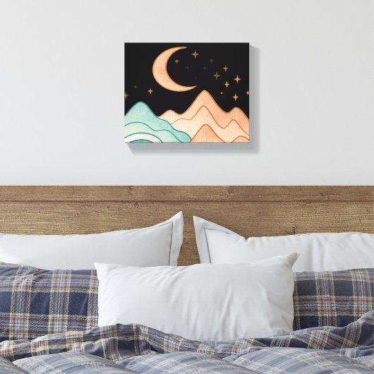 Kosmische golven en bergen canvas afdruk (Insitu (Slaapkamer))