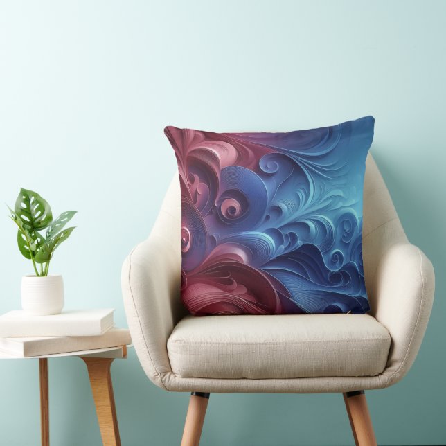 Kosmische golven rood en blauw kussen (Stoel)