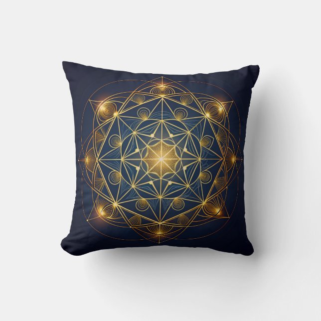 Kosmische Gouden Blauwdruk Kussen (Voorkant)