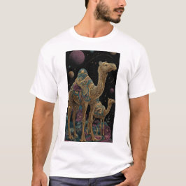 Kosmische gouden kameel duo t-shirt