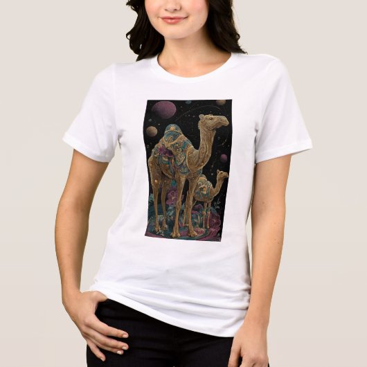 Kosmische gouden kameel duo Tri-Blend shirt (Voorkant)