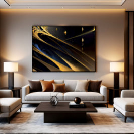 Kosmische Gouden Stroom Canvas Afdruk