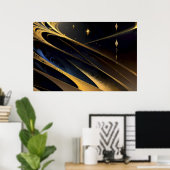 Kosmische Gouden Stroom Poster (Thuiskantoor)