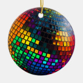Kosmische groef: Lino gesneden disco bal Keramisch Ornament (Voorkant)