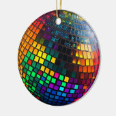 Kosmische groef: Lino gesneden disco bal Keramisch Ornament (Links)