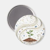 Kosmische groei Natuur Plant met wortels en sterre Magneet (Voorkant / Achterkant)