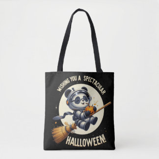 Kosmische Halloween: Panda-astronaut geniet van po Tote Bag