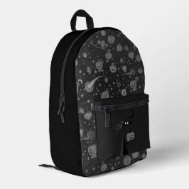 Kosmische Halloween-rugzak met pompoenen en heks Bedrukte Rugzak