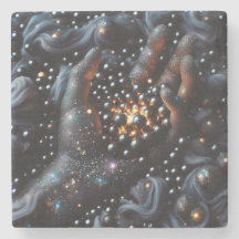 Kosmische Hand & Gloeiende Orbs Stone Onderzetter