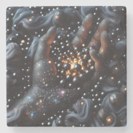 Kosmische Hand & Gloeiende Orbs Stone Onderzetter