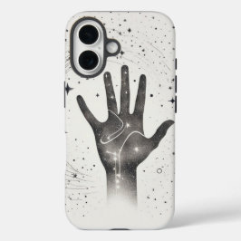Kosmische Hand in Sterrenstelsel – Surrealistische iPhone 16 Hoesje