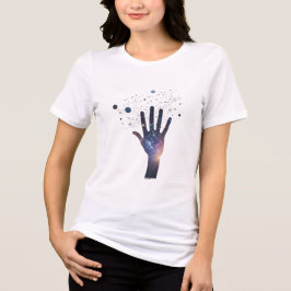 Kosmische Hand in Sterrenstelsel – Surrealistische Tri-Blend Shirt