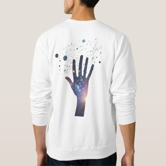 Kosmische Hand in Sterrenstelsel – Surrealistische Trui (Achterkant)