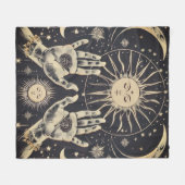 ✨ Kosmische Harmonie Zon & Maan Fleece Deken (Voorkant (Horizontaal))