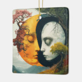 "Kosmische Harmonie: Zon & Maan Ornament" Keramisch Ornament (Links)