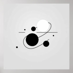 Kosmische Harmonie: Zwart-witte Bal Lijn Cirkel Poster