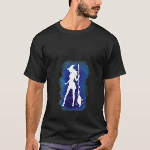 Kosmische Heks Galaxy Kostuum Halloween Broomstick T-shirt
