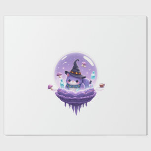 Kosmische Heksenkat Kristallen Bal Kawaii Cadeaupa Cadeaupapier