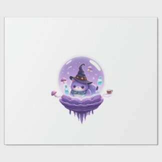 Kosmische Heksenkat Kristallen Bal Kawaii Cadeaupa Cadeaupapier