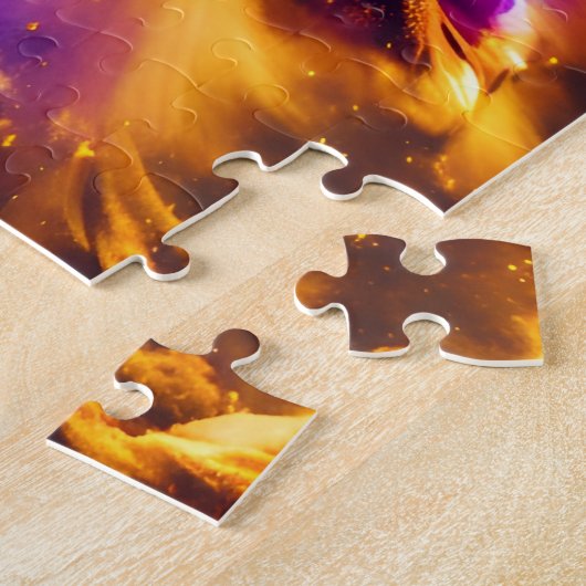 Kosmische heldere kleuren in nevel exploderen in d legpuzzel (Zijkant)