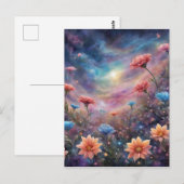 Kosmische hemel met fantasiebloemen briefkaart (Voorkant / Achterkant)