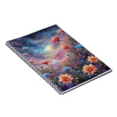 Kosmische hemel met fantasiebloemen notitieboek (Rechterzijde)