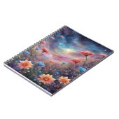 Kosmische hemel met fantasiebloemen notitieboek (Linkerzijde)