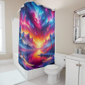 Kosmische hemel met vurige zonsondergang douchegordijn (In situ)