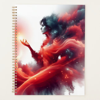 Kosmische Hemelgodin Abstracte Rode Wolk Melkweg Planner