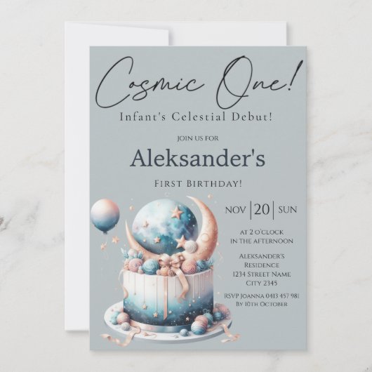 Kosmische! Hemelse 1e Jongen Verjaardag Kaart (Voorkant)