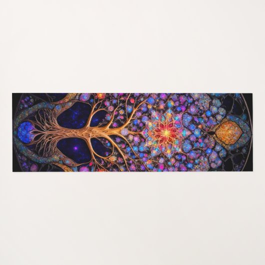 Kosmische hemelse levensboom yogamat (Achterkant (horizontaal))