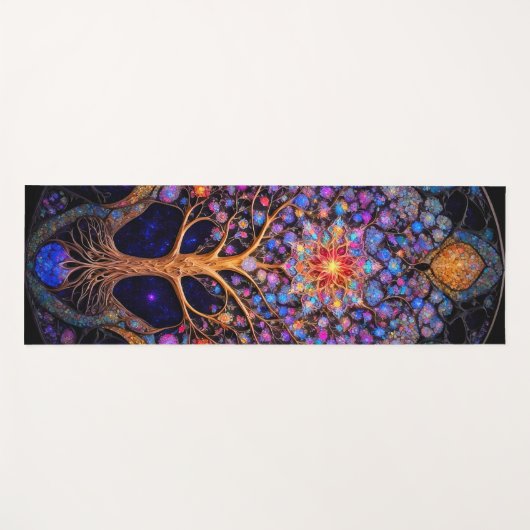 Kosmische hemelse levensboom yogamat (Voorkant (horizontaal))
