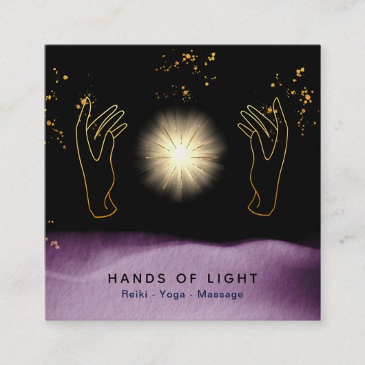 *~* kosmische herstellende handjes universele ener vierkante visitekaartje (Voorkant)